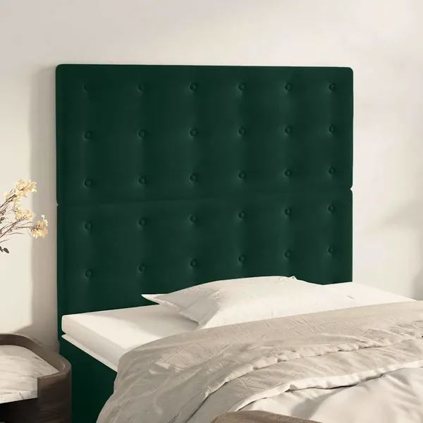 Tête de lit Vert foncé 90x5x118/128 cm Velours