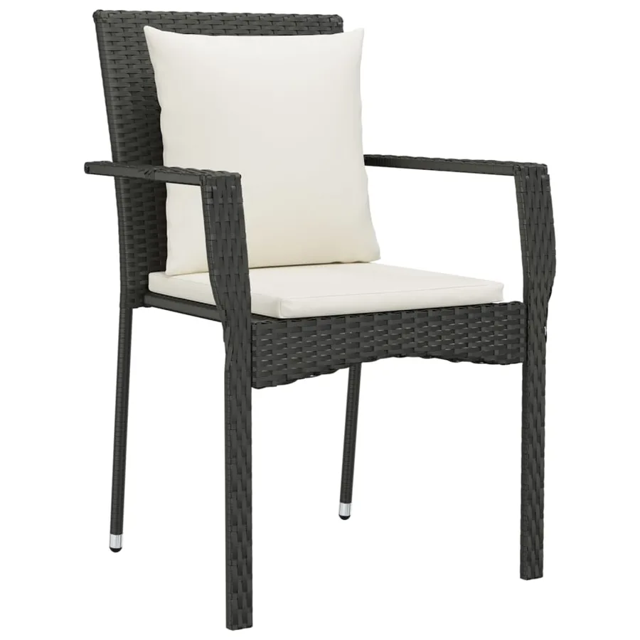 Chaises de jardin lot de 4 avec coussins Résine tressée Noir - 3