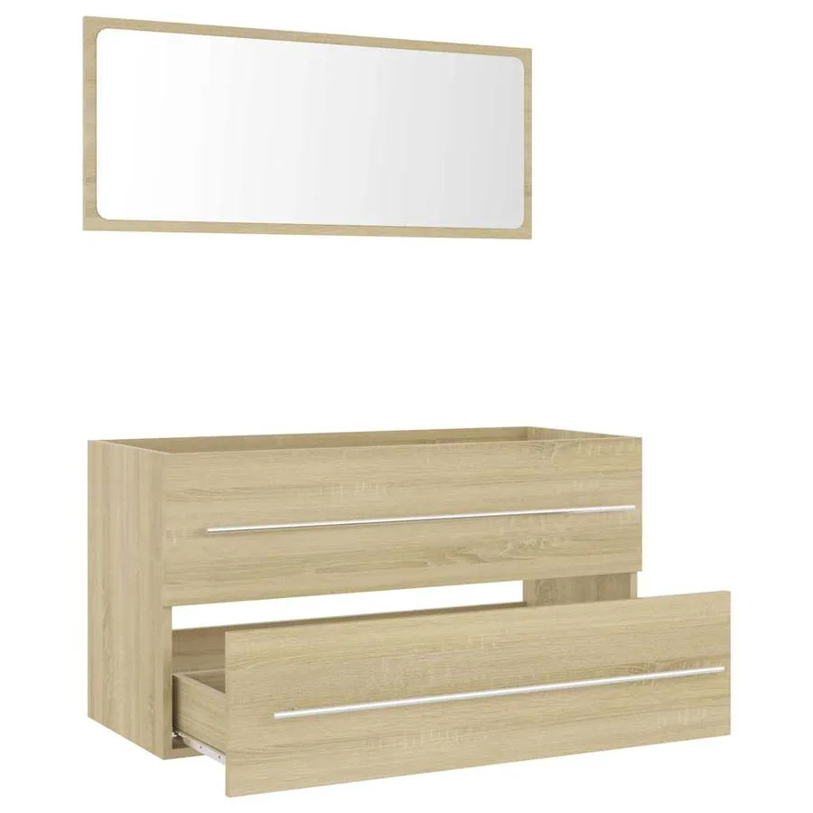 Ensemble de meubles de bain 2 pcs Chêne sonoma Aggloméré - 3