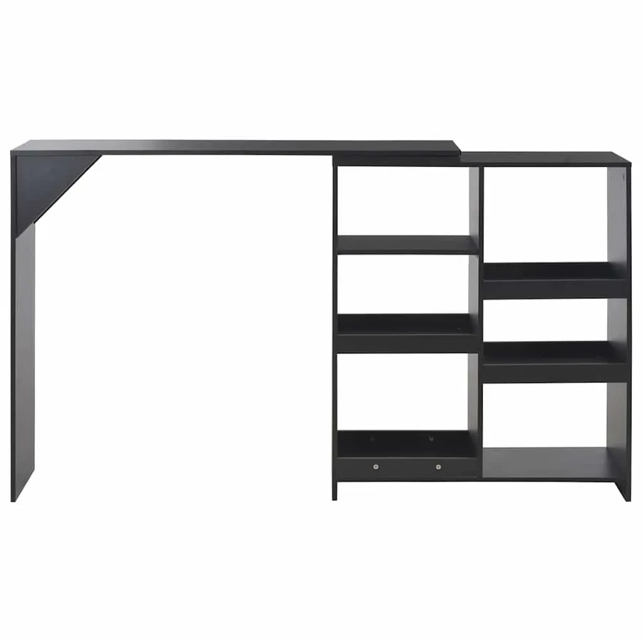 Table de bar avec tablette amovible Noir 138x39x110 cm - 2