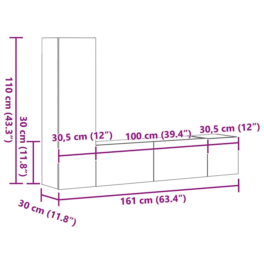 Ensemble de meubles TV 3 pcs Chêne fumé Bois d'ingénierie - 11