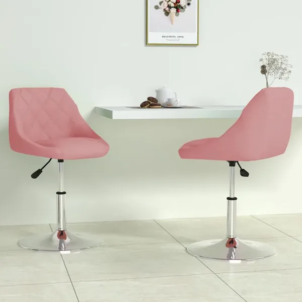 Chaises pivotantes à manger lot de 2 Rose Velours