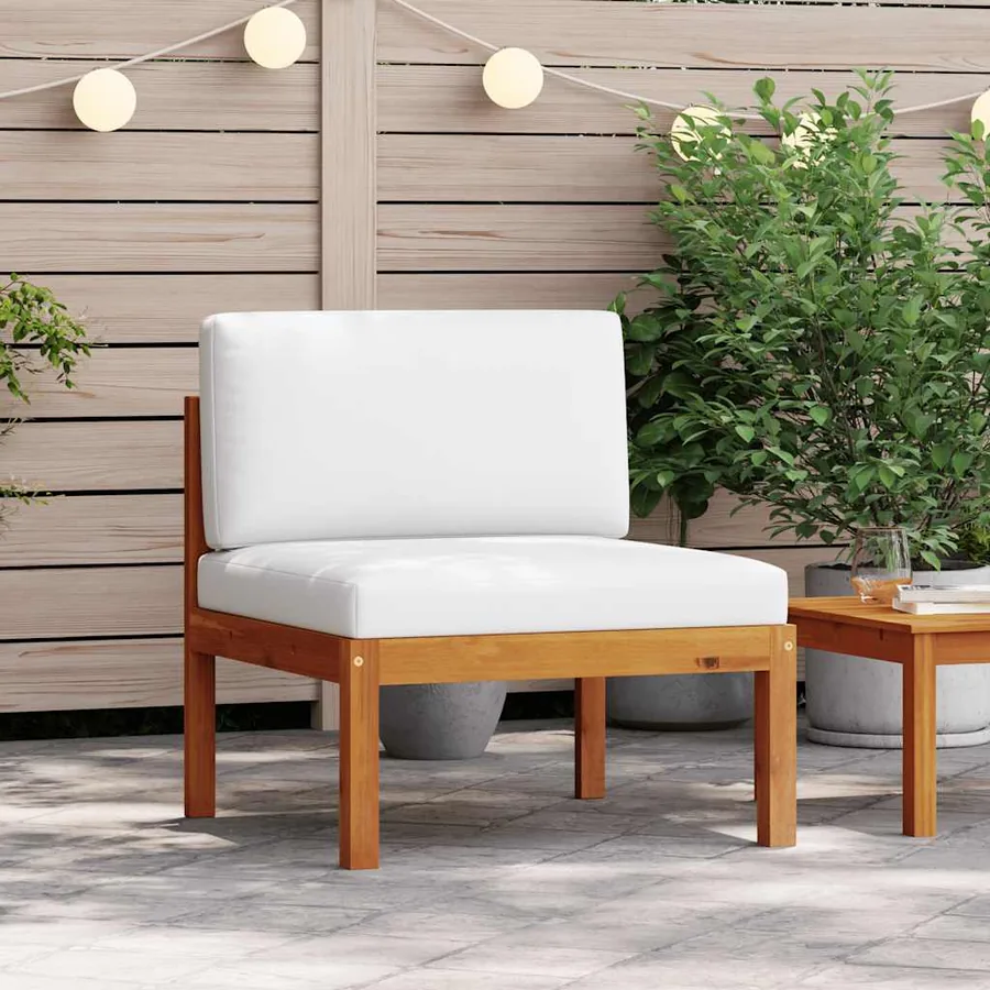 Canapé de jardin central avec coussins en bois d'acacia et corde