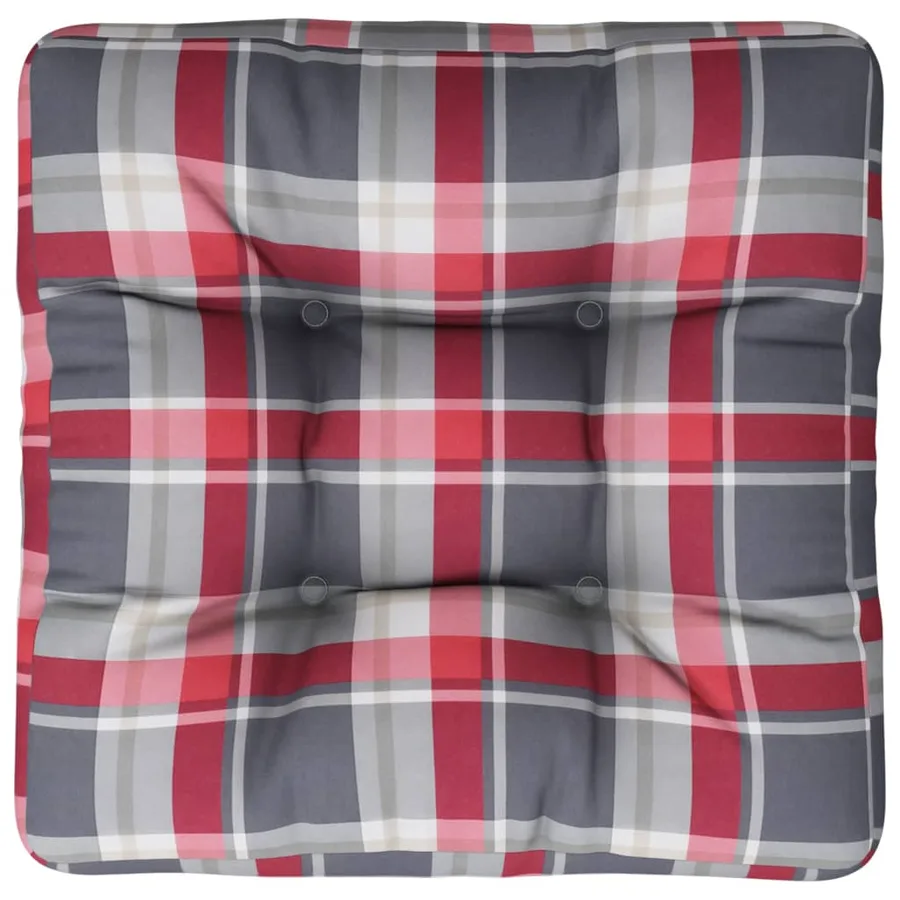 Coussin de palette motif à carreaux rouge 60x60x12 cm tissu - 6