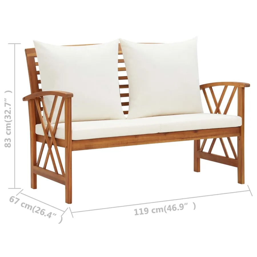 Salon de jardin 4 pcs avec coussins Bois d'acacia solide - 11