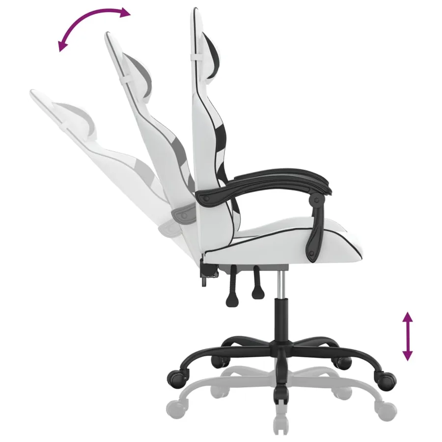 Chaise de jeu pivotante Blanc et noir Similicuir - 10