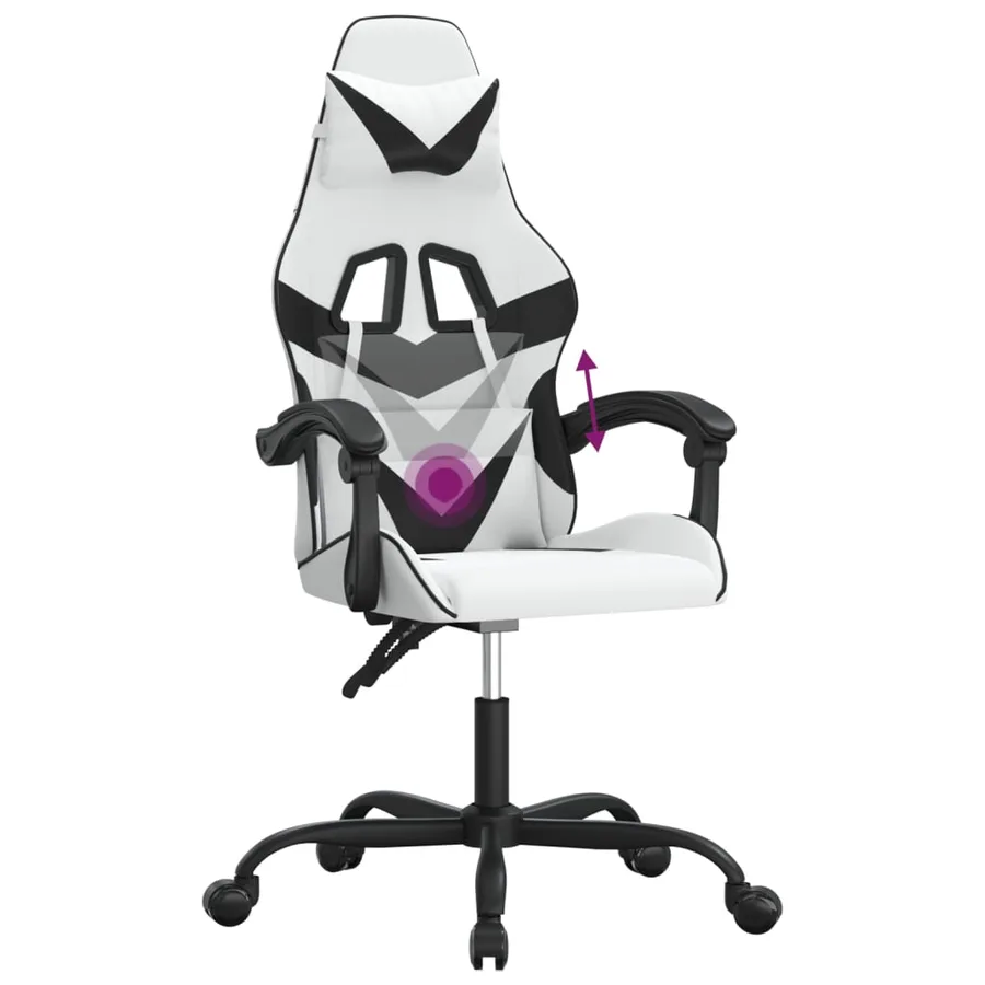 Chaise de jeu pivotante Blanc et noir Similicuir - 11