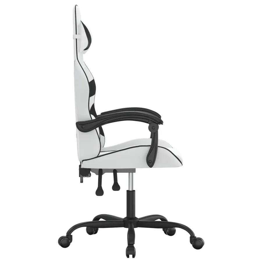 Chaise de jeu pivotante Blanc et noir Similicuir - 4