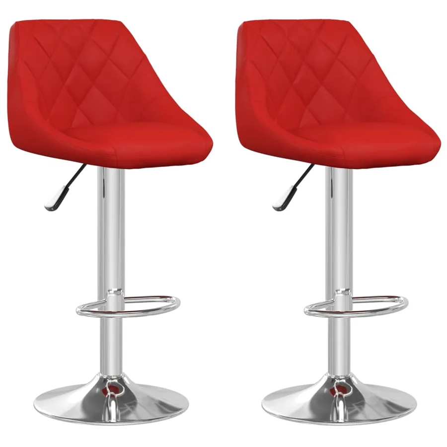 Tabourets de bar lot de 2 rouge bordeaux similicuir - 2