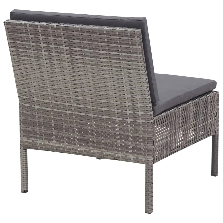 Salon de jardin 8 pcs avec coussins résine tressée gris - 12