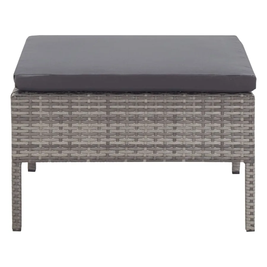 Salon de jardin 8 pcs avec coussins résine tressée gris - 14