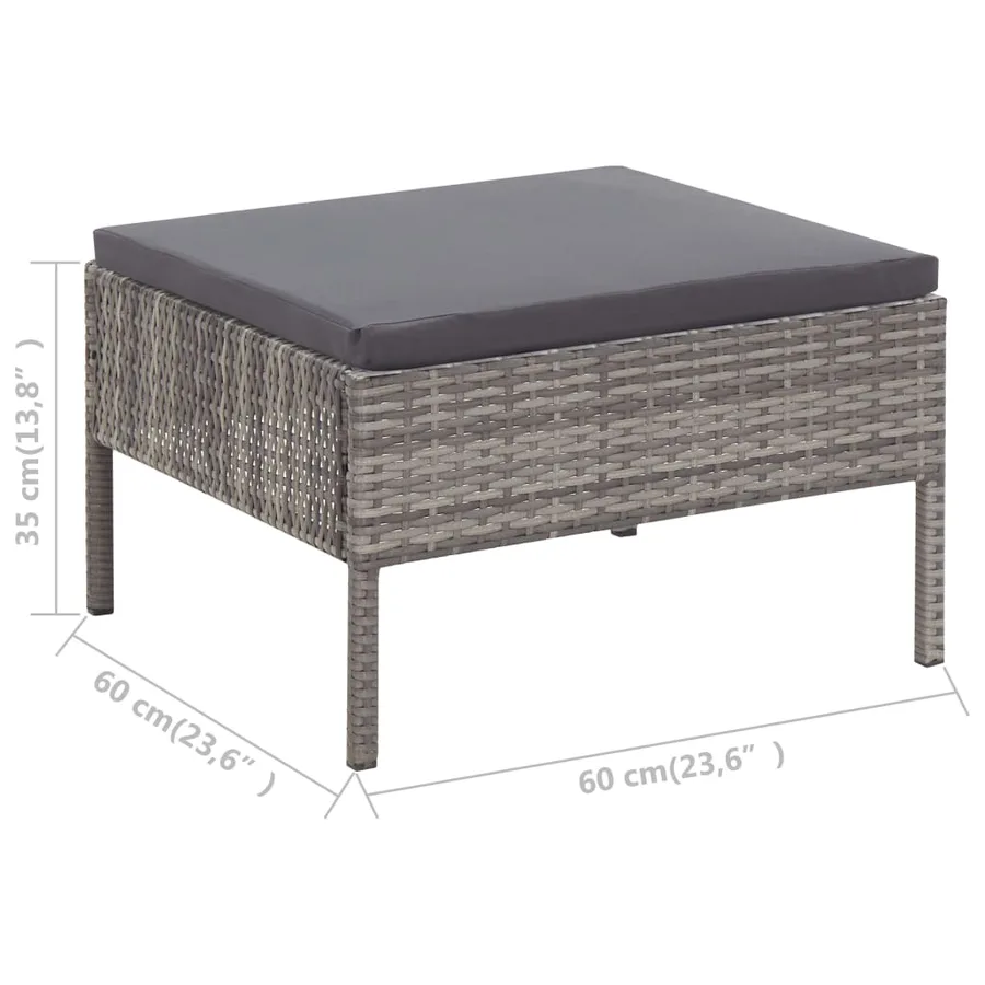 Salon de jardin 8 pcs avec coussins résine tressée gris - 19