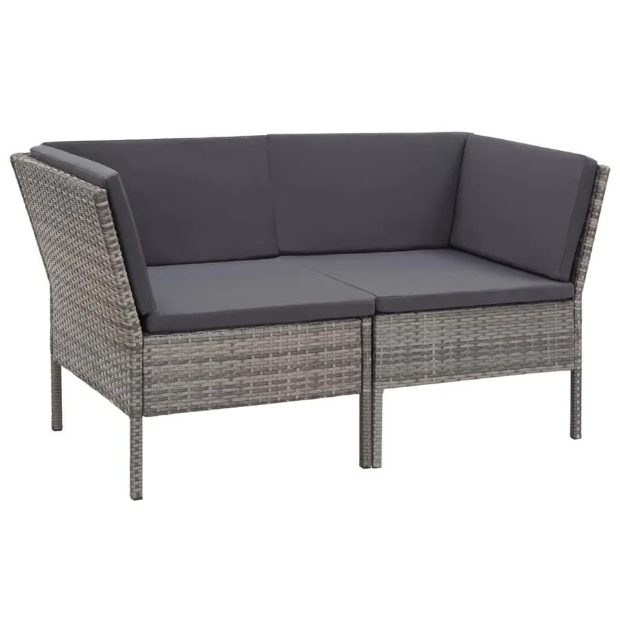 Salon de jardin 8 pcs avec coussins résine tressée gris - 3