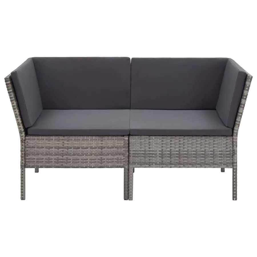 Salon de jardin 8 pcs avec coussins résine tressée gris - 4