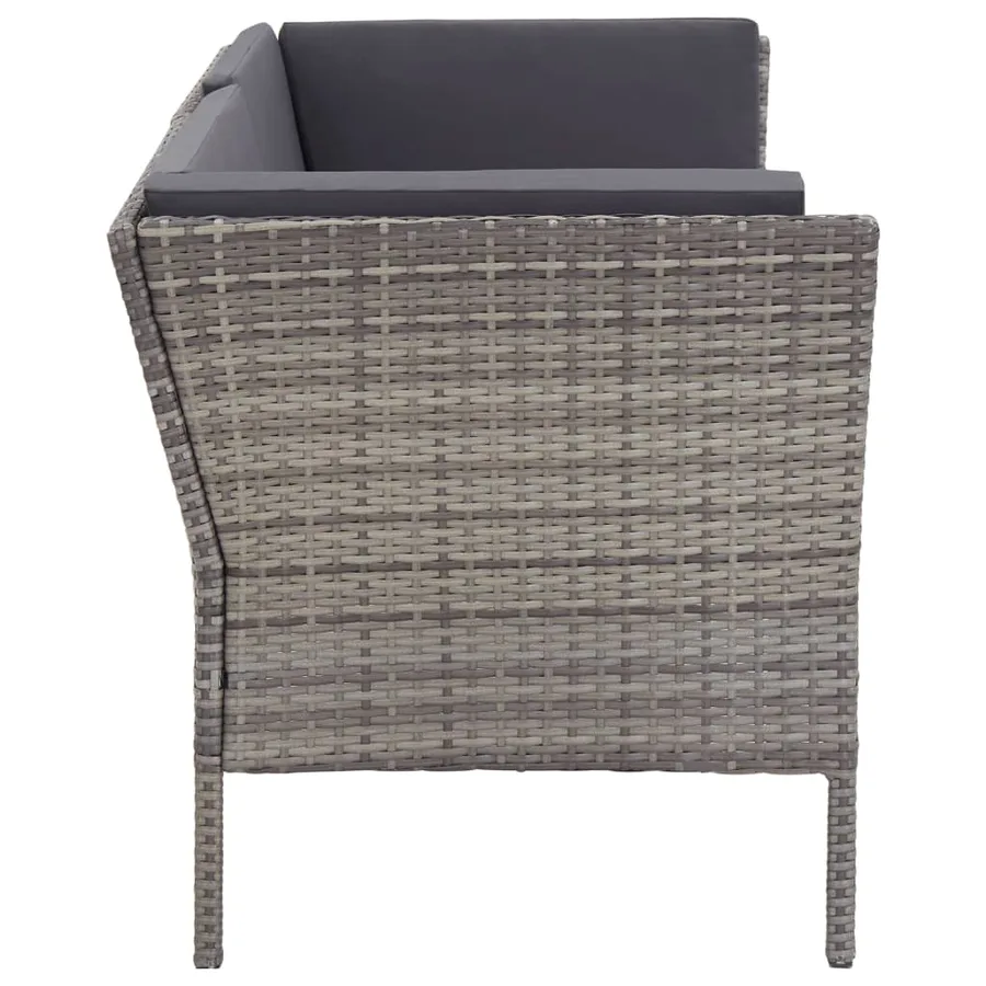 Salon de jardin 8 pcs avec coussins résine tressée gris - 5