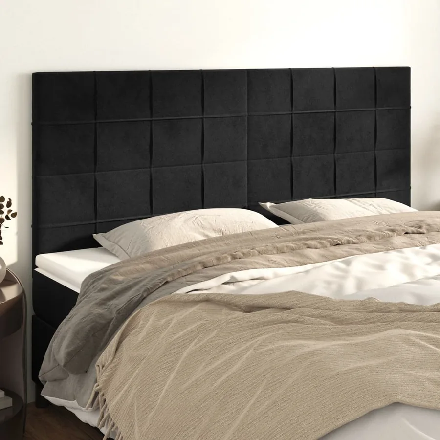 Tête de lit Noir 160x5x118/128 cm Velours
