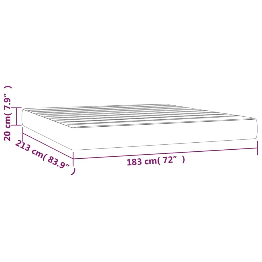 Matelas de lit à ressorts ensachés fermeté moyenne 183x213x20 cm velours - 7