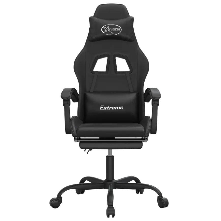 Chaise de jeu avec repose-pied Noir Similicuir - 3