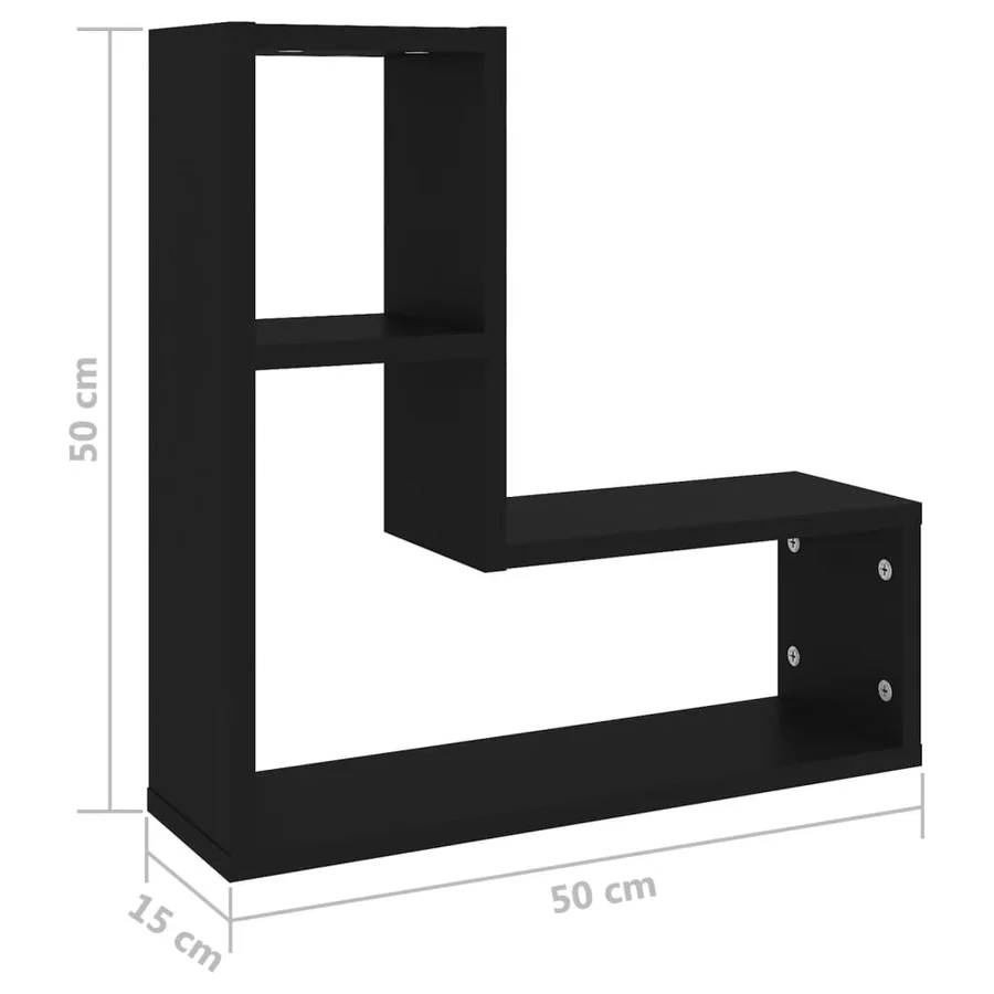 Étagères murales 2 pcs noir 50x15x50 cm bois d'ingénierie - 7