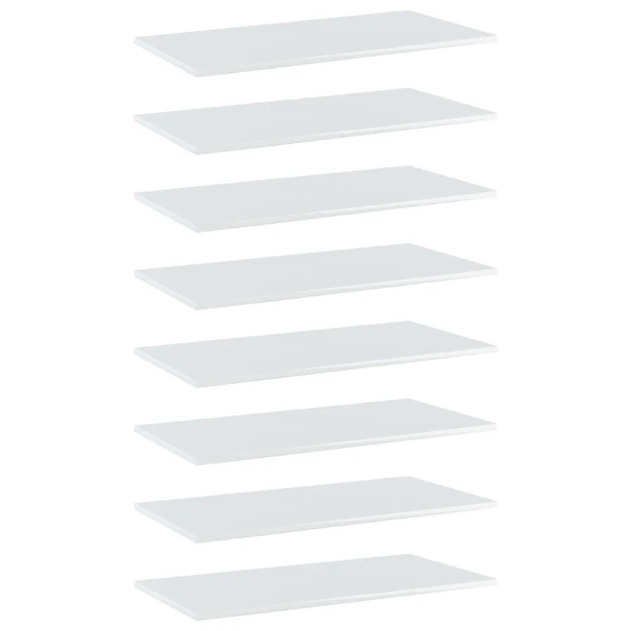 Panneaux bibliothèque 8pcs Blanc brillant 80x40x1,5cm Aggloméré