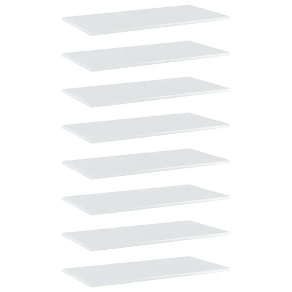 Panneaux bibliothèque 8pcs Blanc brillant 80x40x1,5cm Aggloméré
