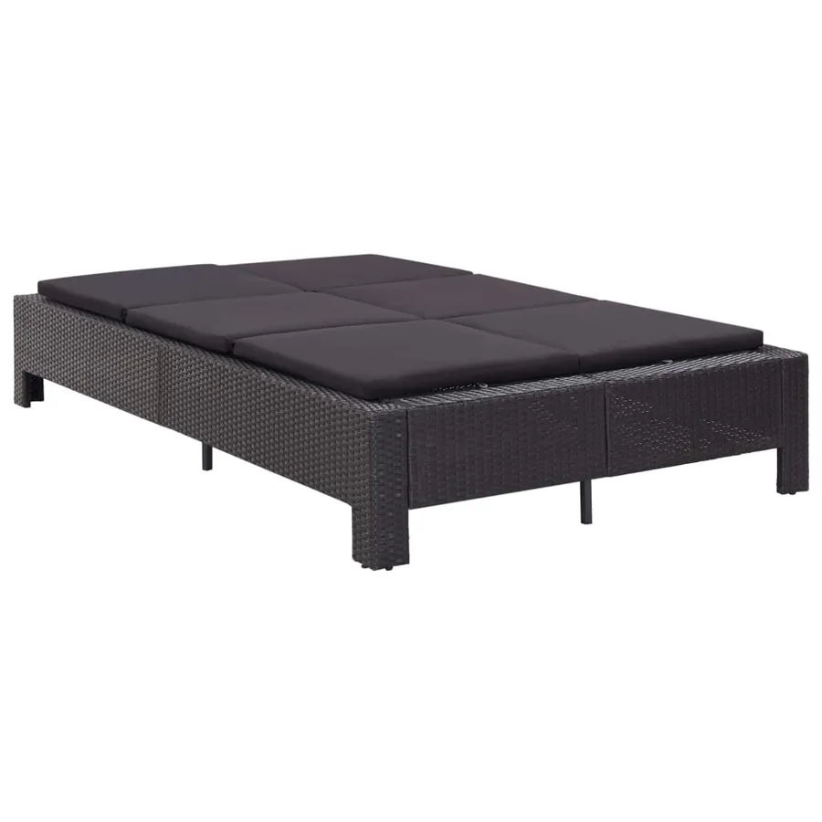Transat à 2 places avec coussin Noir Résine tressée - 2