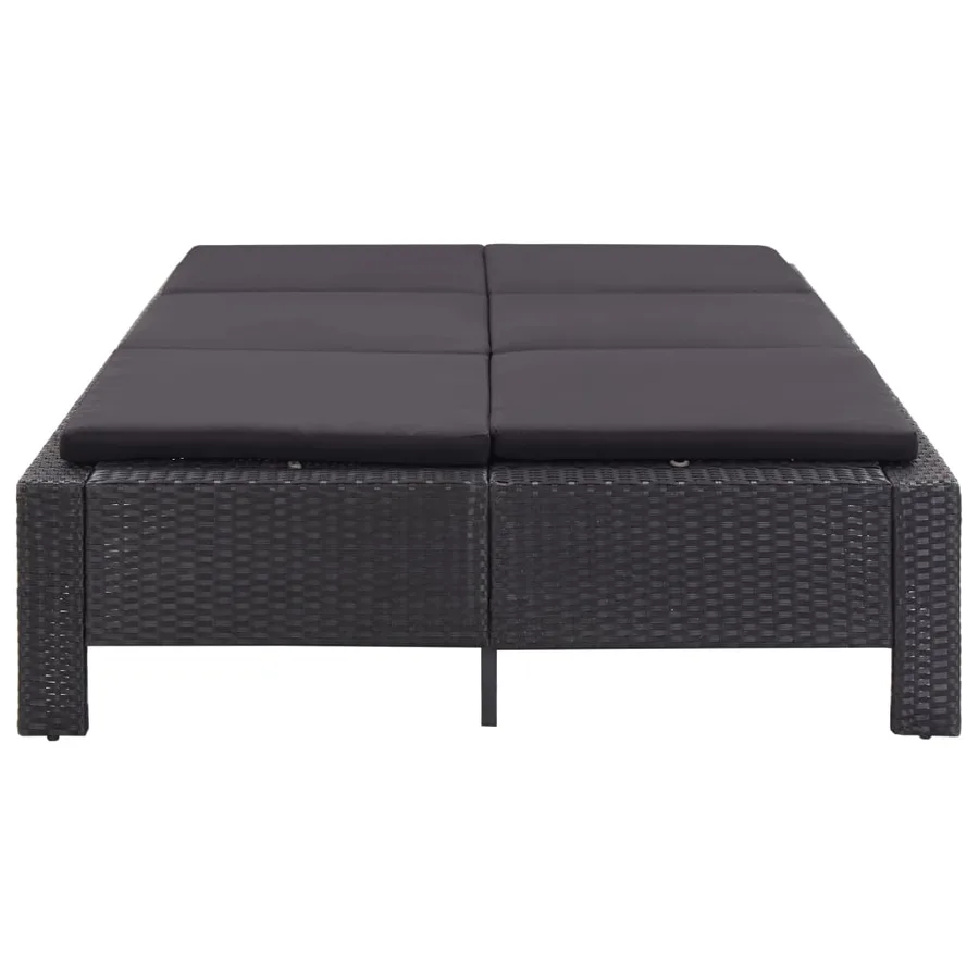 Transat à 2 places avec coussin Noir Résine tressée - 3