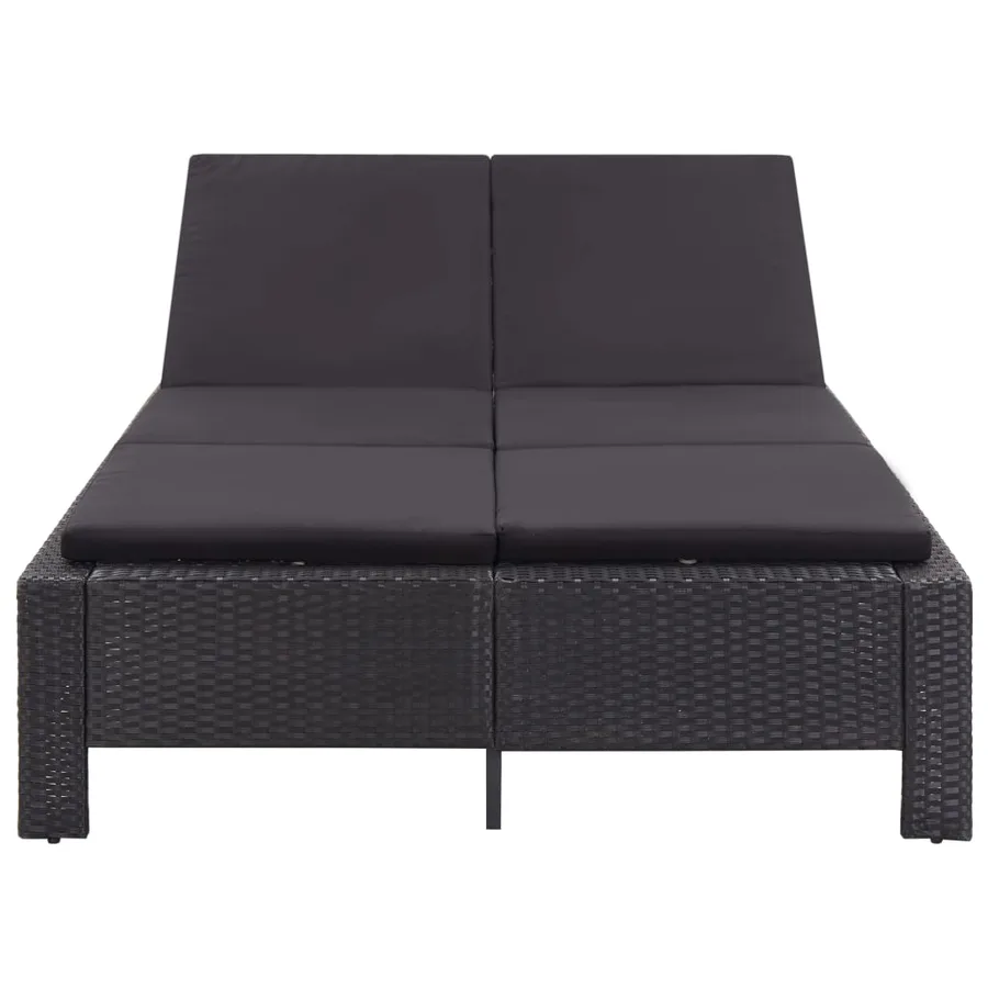 Transat à 2 places avec coussin Noir Résine tressée - 4