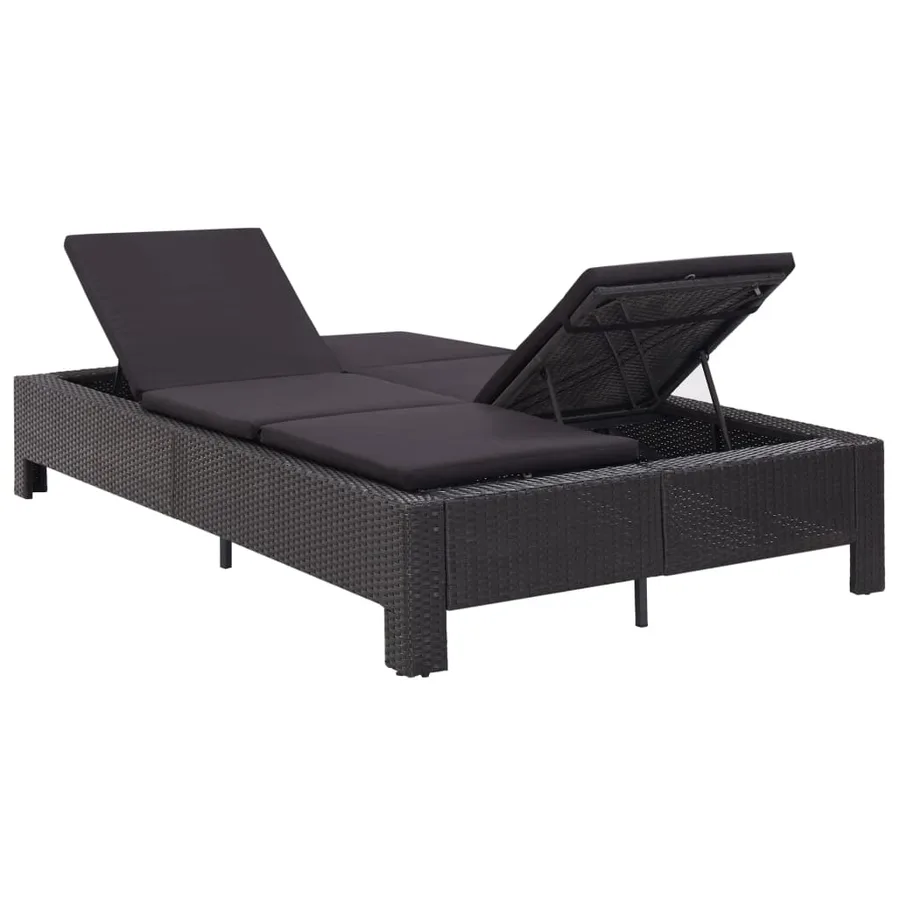 Transat à 2 places avec coussin Noir Résine tressée - 7