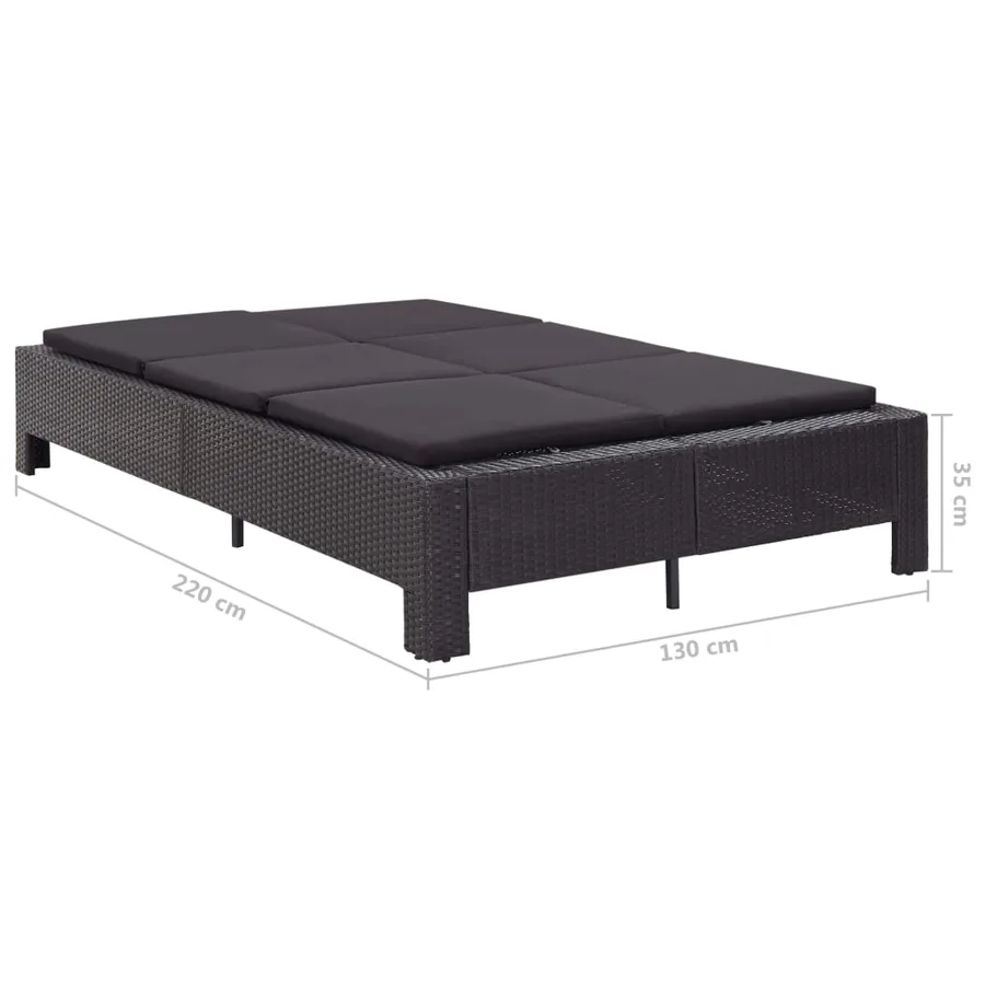 Transat à 2 places avec coussin Noir Résine tressée - 9