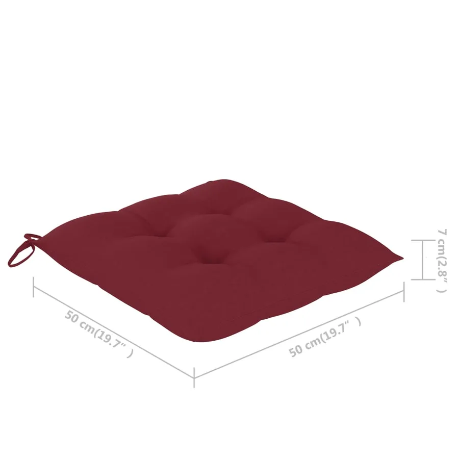 Chaises de jardin lot de 2 avec coussins bordeaux Teck massif - 13