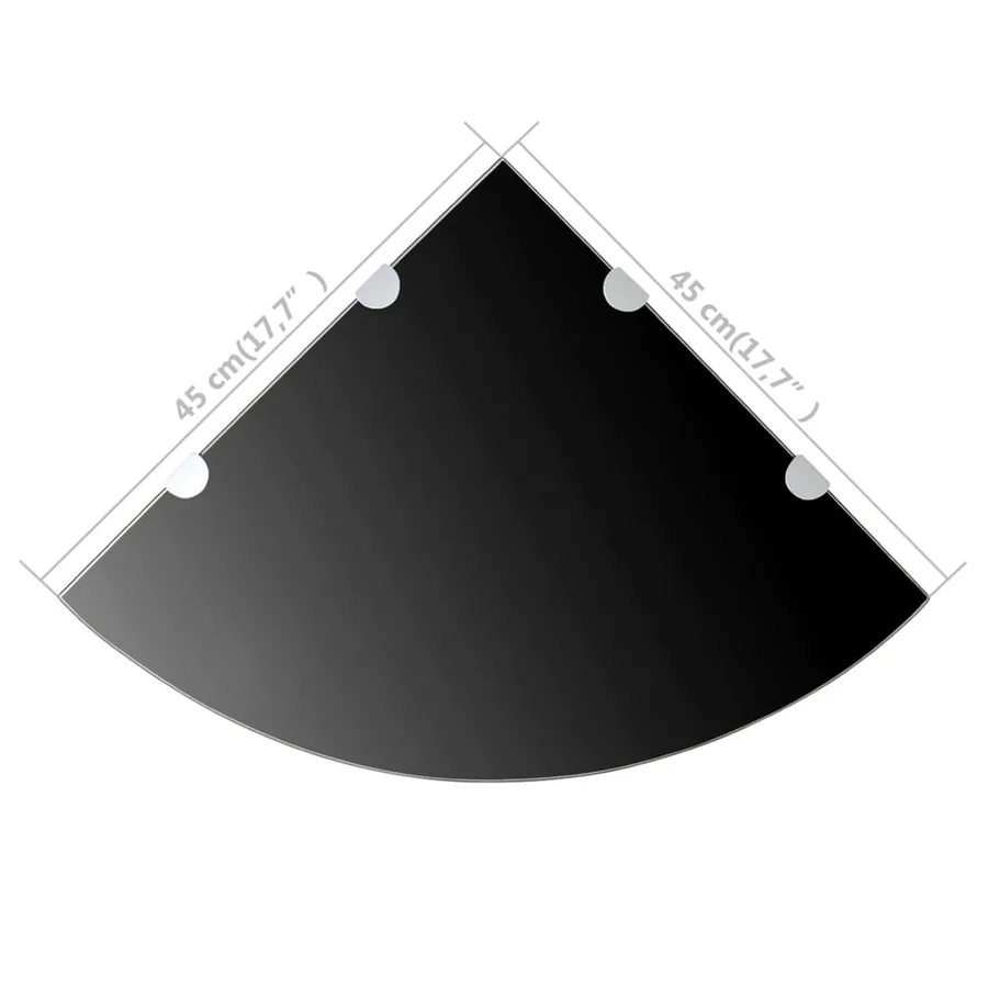 Étagère de coin avec supports chromés Verre Noir 45 x 45 cm - 5