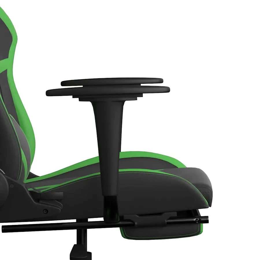 Chaise de jeu de massage avec repose-pied Noir&Vert Similicuir - 11