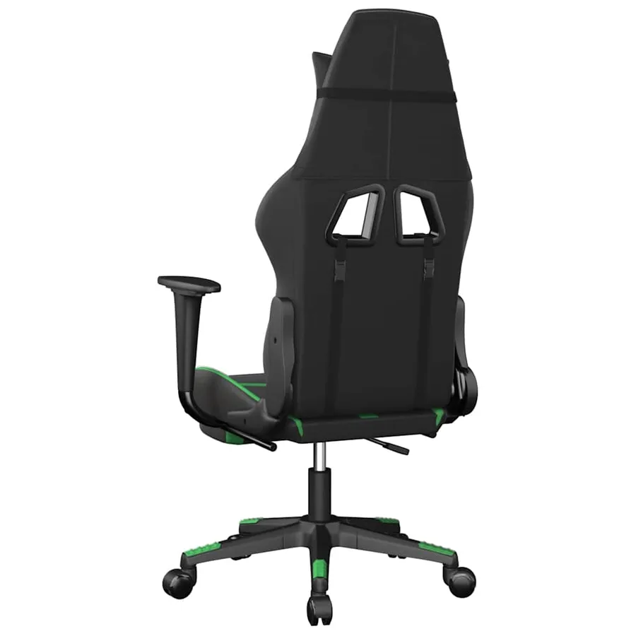 Chaise de jeu de massage avec repose-pied Noir&Vert Similicuir - 6