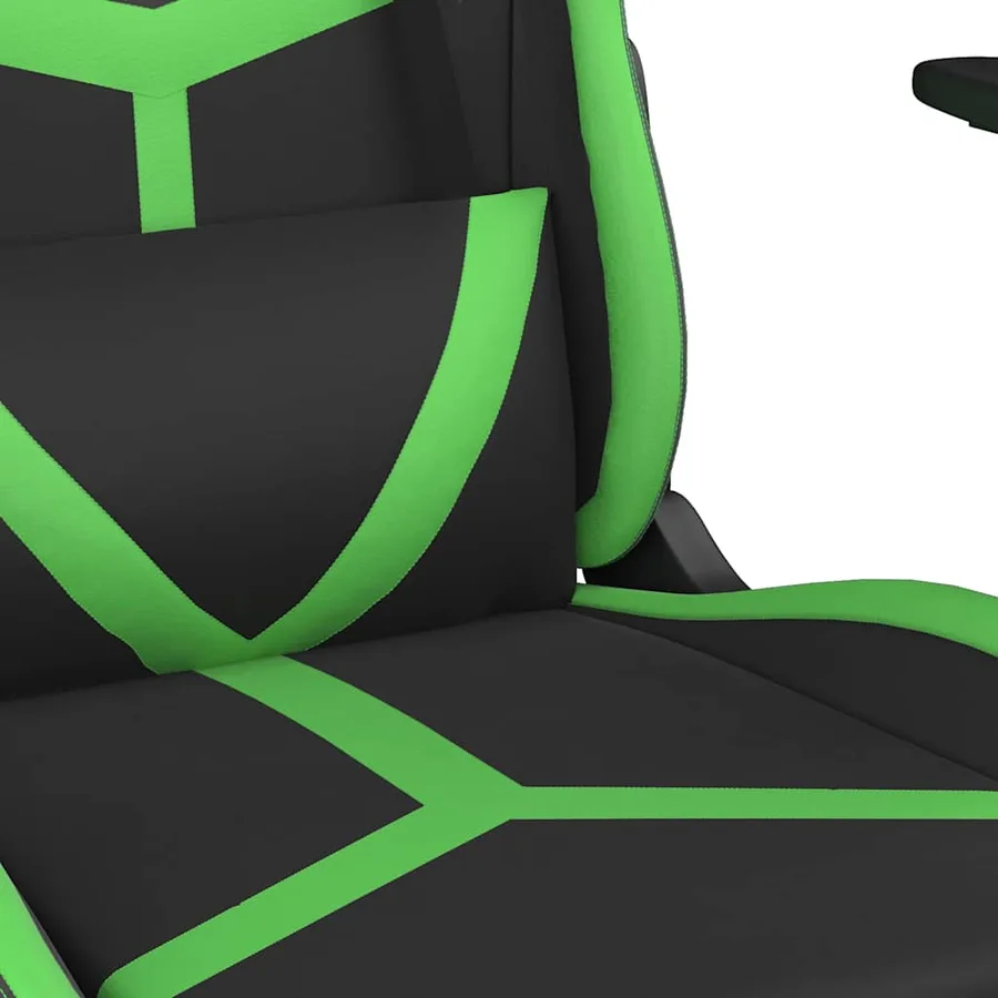 Chaise de jeu de massage avec repose-pied Noir&Vert Similicuir - 9