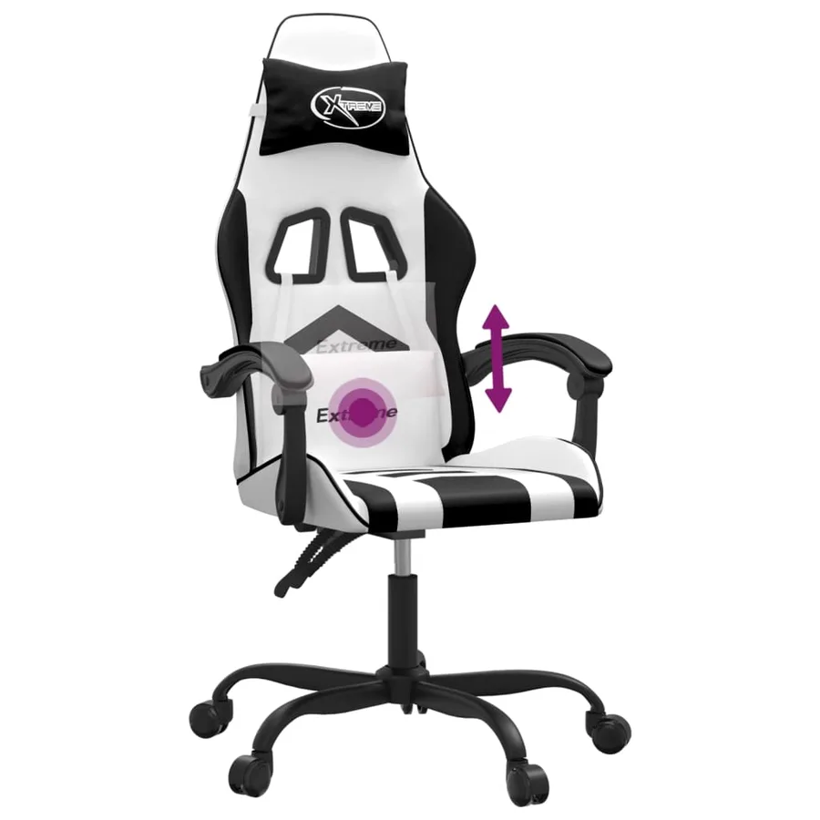 Chaise de jeu pivotante Blanc et noir Similicuir - 11