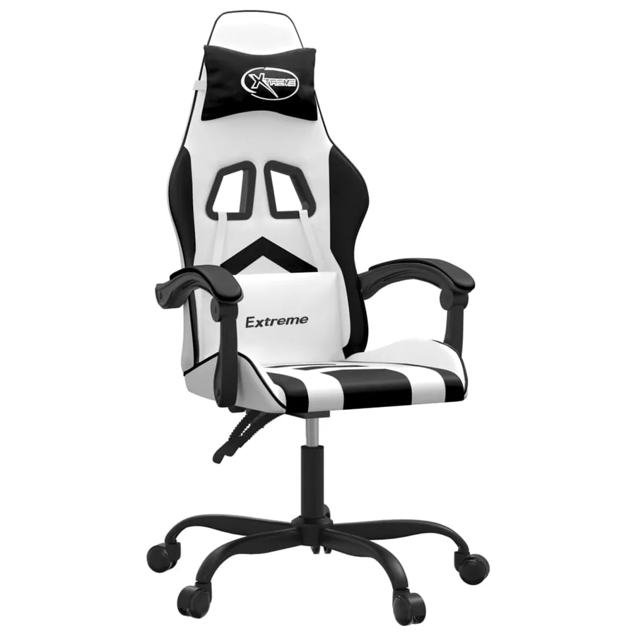 Chaise de jeu pivotante Blanc et noir Similicuir - 2