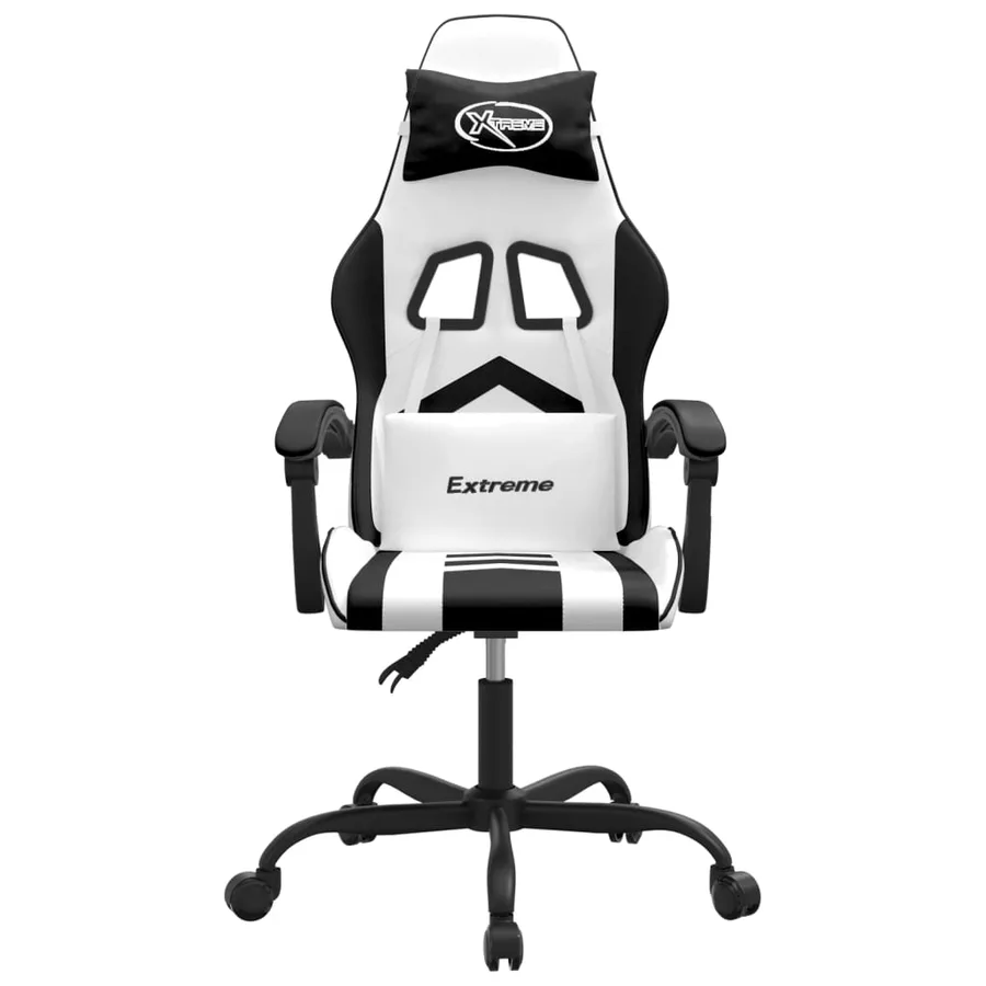 Chaise de jeu pivotante Blanc et noir Similicuir - 3