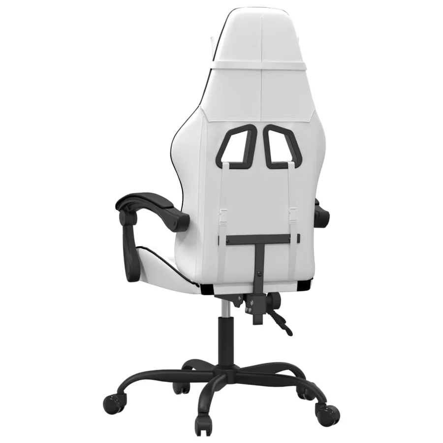 Chaise de jeu pivotante Blanc et noir Similicuir - 5