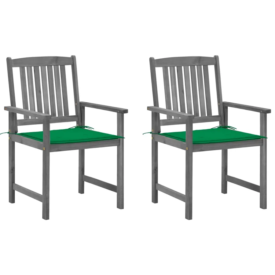 Chaises de jardin et coussins lot de 2 Gris Bois acacia massif