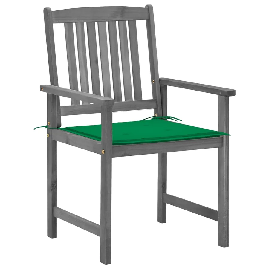 Chaises de jardin et coussins lot de 2 Gris Bois acacia massif - 3