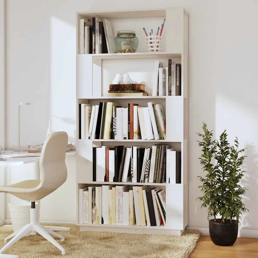Bibliothèque/Séparateur de pièce Blanc 80x25x163,5cm Pin massif - 3
