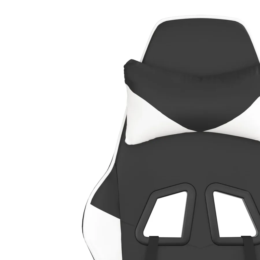 Chaise de jeu avec repose-pied Noir et blanc Similicuir - 12