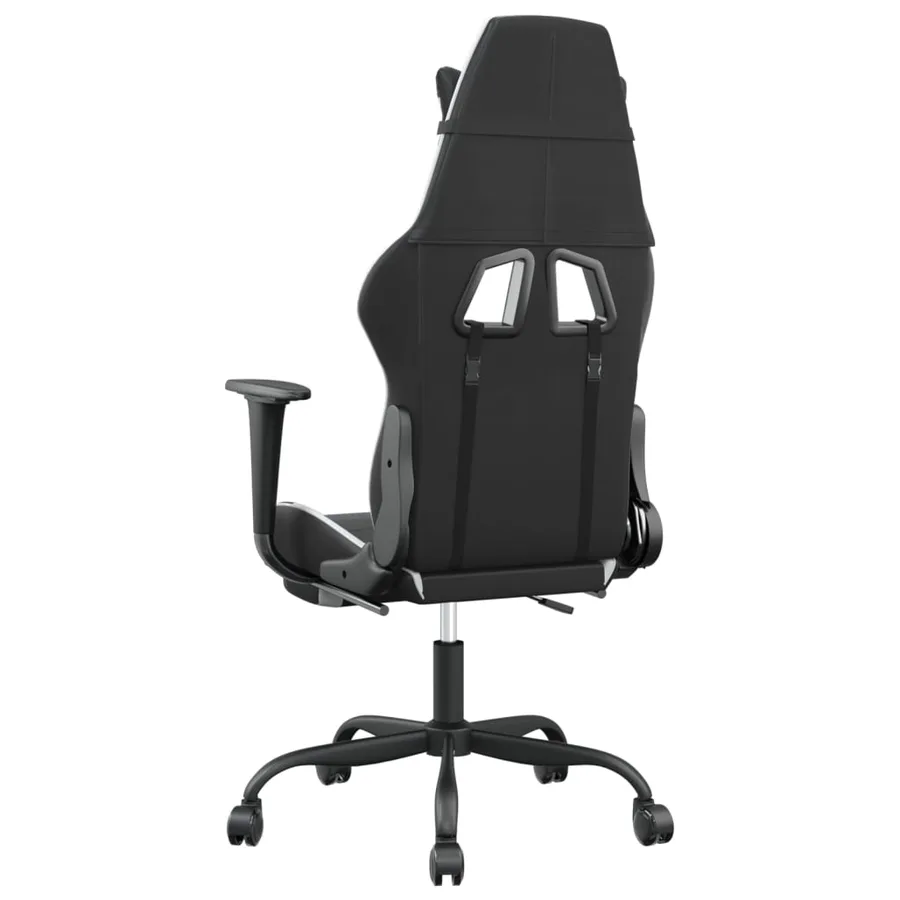 Chaise de jeu avec repose-pied Noir et blanc Similicuir - 5
