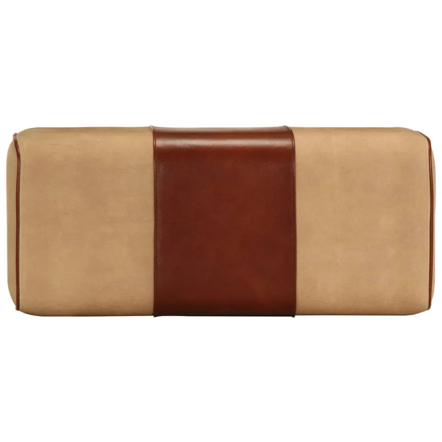 Banc saut de cheval 58 cm marron cuir véritable et manguier - 4
