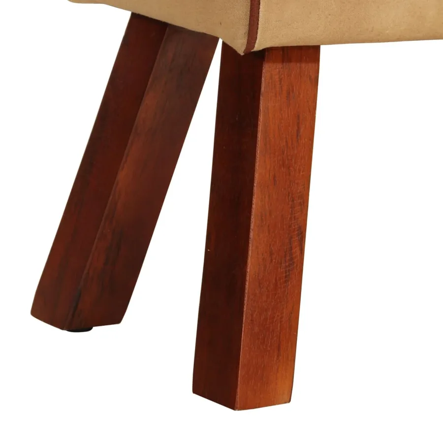 Banc saut de cheval 58 cm marron cuir véritable et manguier - 7