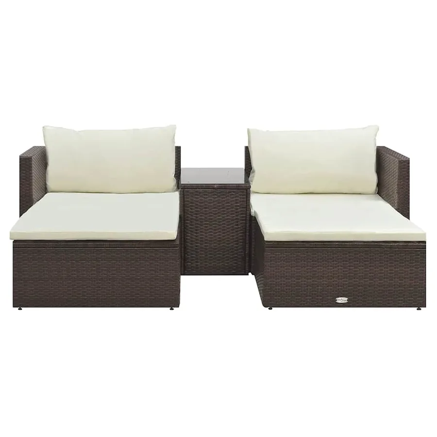 Salon de jardin 5 pcs avec coussins Résine tressée Marron - 2