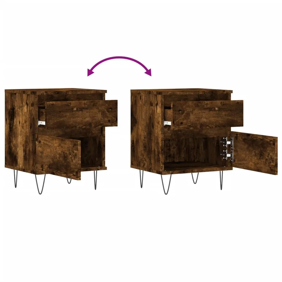 Tables de chevet 2 pcs chêne fumé 40x35x50 cm bois ingénierie - 11