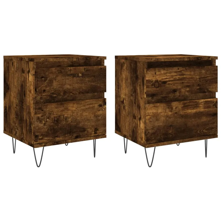 Tables de chevet 2 pcs chêne fumé 40x35x50 cm bois ingénierie - 2