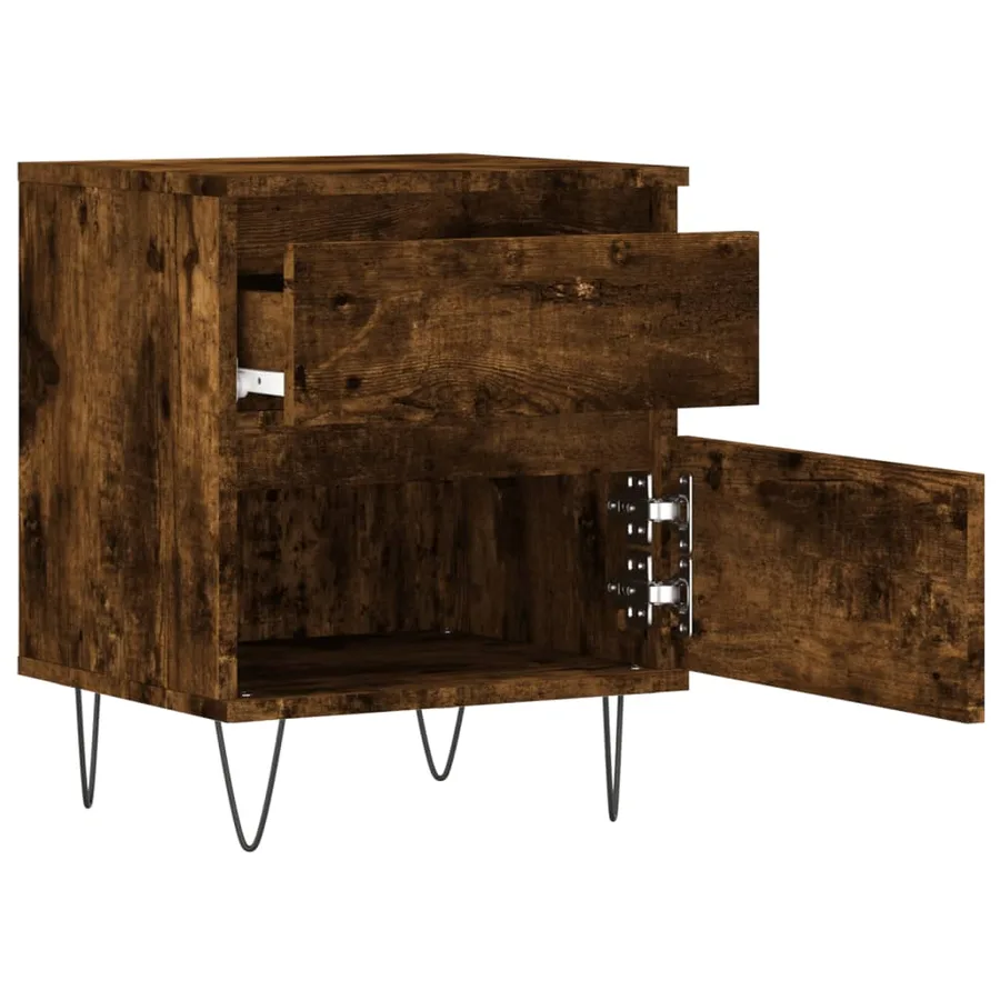 Tables de chevet 2 pcs chêne fumé 40x35x50 cm bois ingénierie - 5